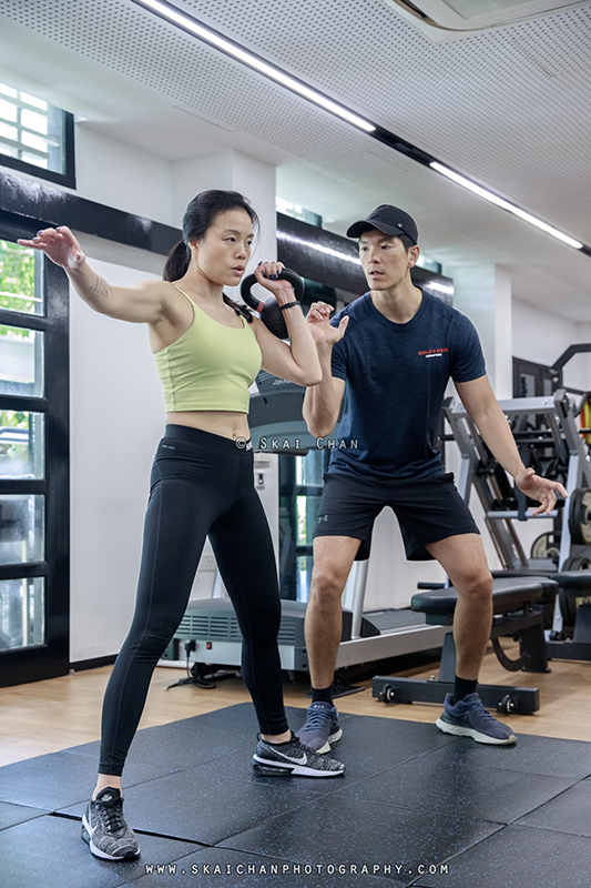Editorial personal training photoshoot session with Gold's Gym Singapore at Rochester Park outlet