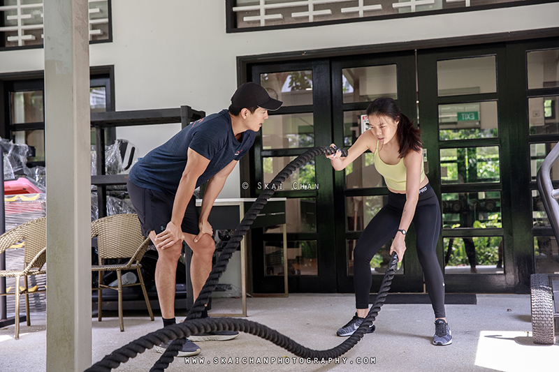 Editorial personal training photoshoot session with Gold's Gym Singapore at Rochester Park outlet