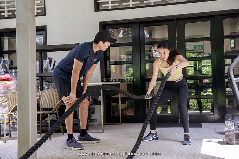 Editorial personal training photoshoot session with Gold's Gym Singapore at Rochester Park outlet