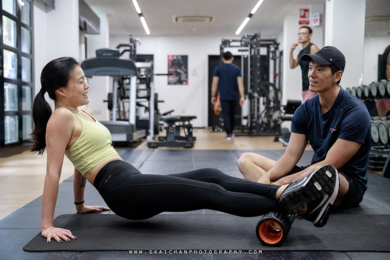 Editorial personal training photoshoot session with Gold's Gym Singapore at Rochester Park outlet