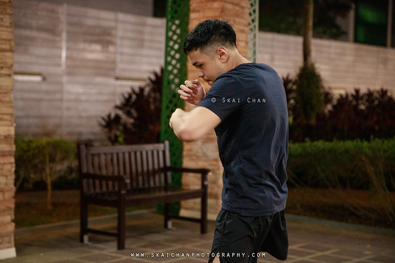 Muay Thai shadow-boxing photoshoot session with Raymund @ Tavistock Avenue Park (Serangoon Garden)