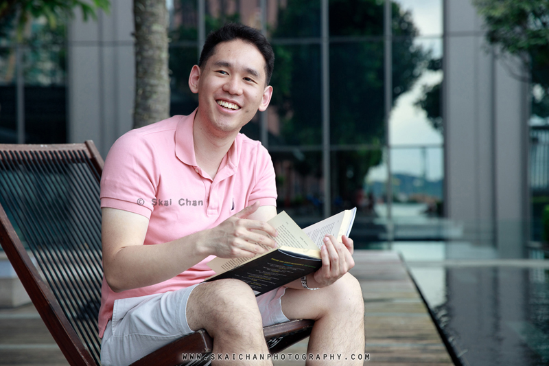 Men's reading (hobby) photoshoot session with Michael @ swimming pool, Dao by Dorsett (hotel)