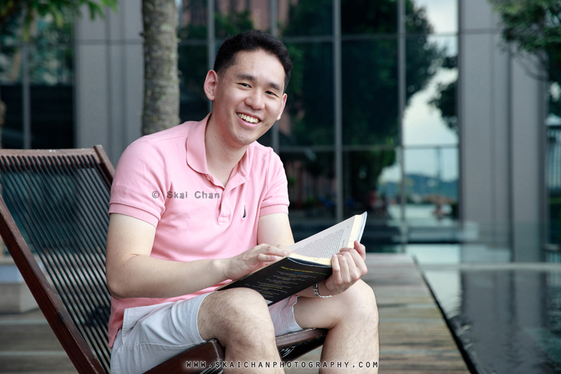 Men's reading (hobby) photoshoot session with Michael @ swimming pool, Dao by Dorsett (hotel)