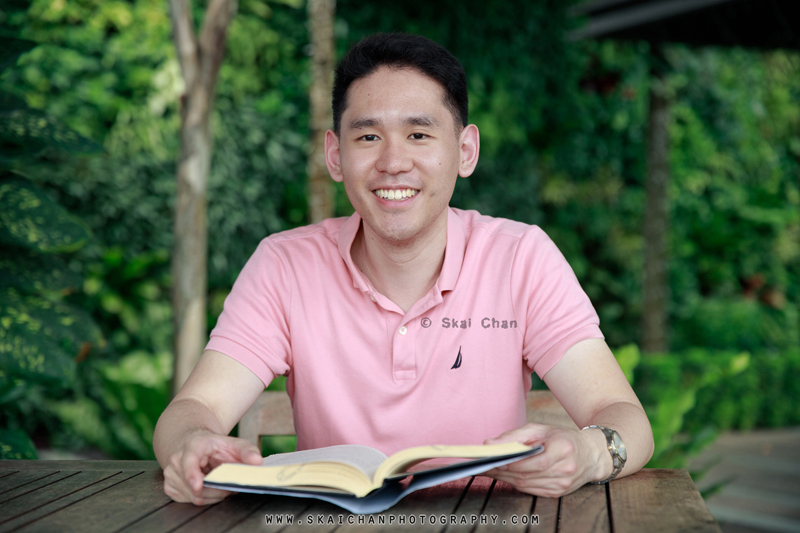 Men's reading (hobby) photoshoot session with Michael @ swimming pool, Dao by Dorsett (hotel)