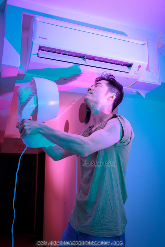 Tengah Centralised Cooling System inspired Halloween themed self-portrait by Skai Chan at Home