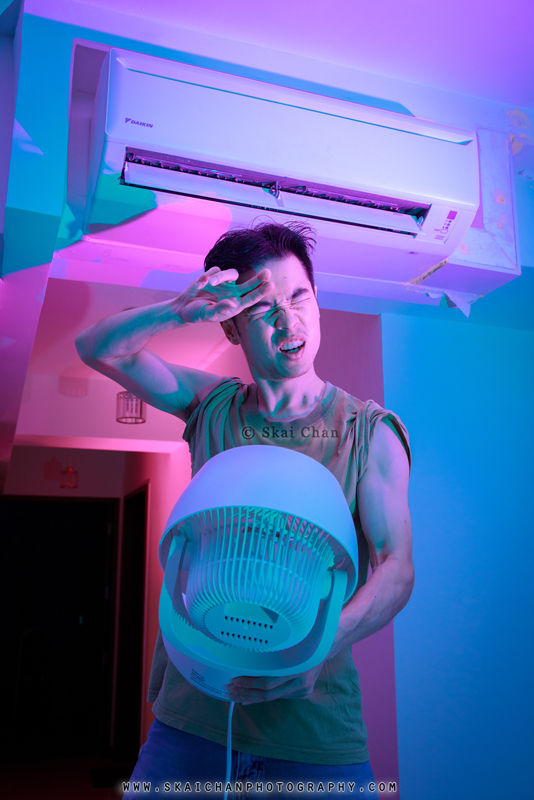 Tengah Centralised Cooling System inspired Halloween themed self-portrait by Skai Chan at Home