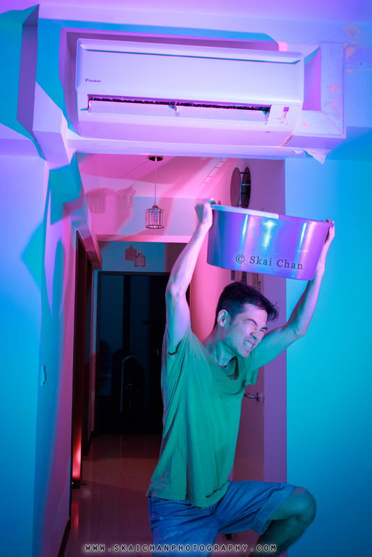 Tengah Centralised Cooling System inspired Halloween themed self-portrait by Skai Chan at Home