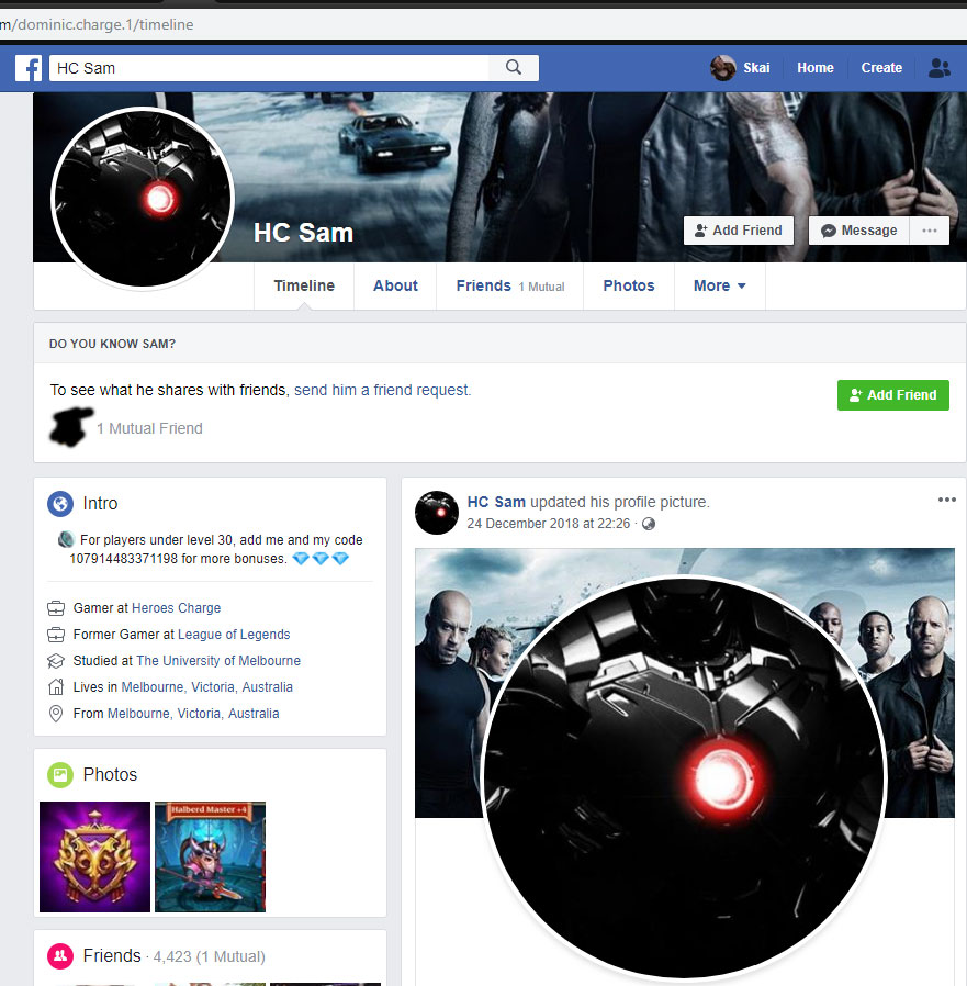 Impersonation of photographer - HC Sam